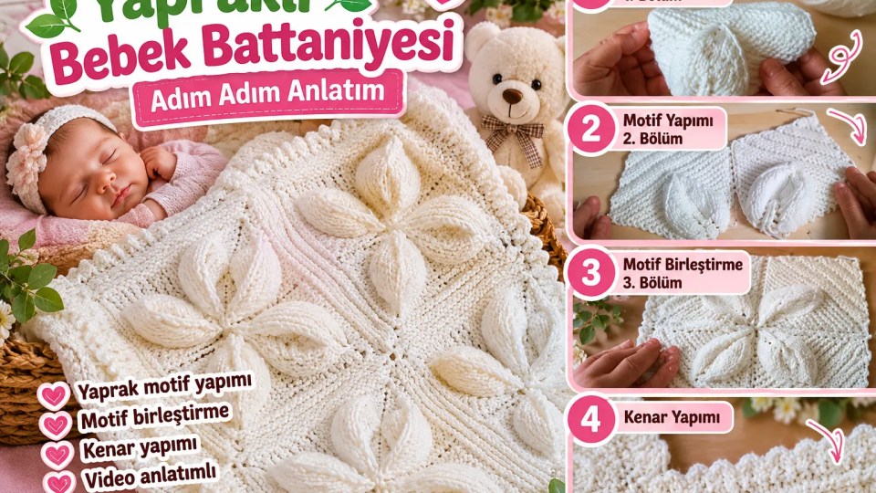Yapraklı Bebek Battaniyesi Yapımı: Motif, Birleştirme ve Kenar Modeli