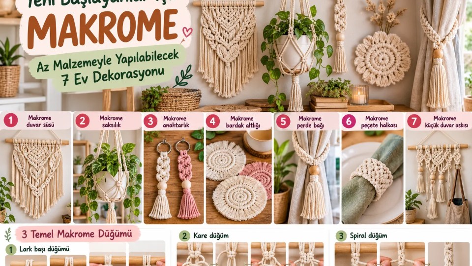 Yeni Başlayanlar İçin Makrome: Az Malzemeyle Yapılabilecek 7 Ev Dekorasyonu